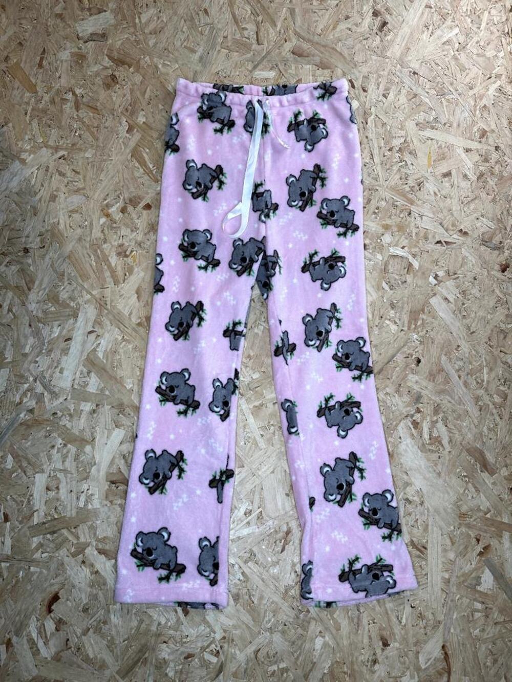 Weekend Edition Koala Pajama Pants Womens Medium Pink Fleece Sleep Lounge